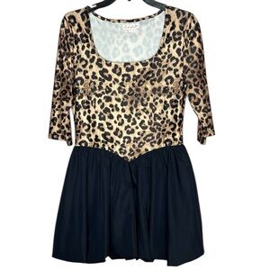 Sweet Generis Leopard Print Peplum Hem Dress